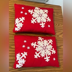 Festive Red Snowflake Pillows
